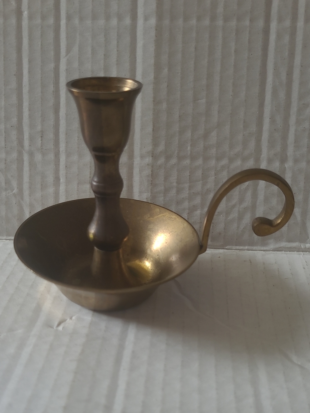 Solid Brass Chamberstick Finger-Loop Candle Holder